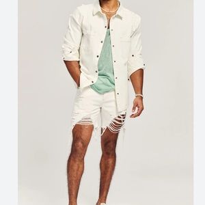 SER O YA Marcus Shirt Jacket Size XXL Long Sleeve Cotton Blend Distressed